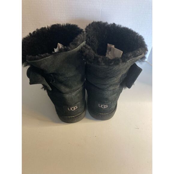 UGG‎ Bailey Girls, Black Boots, Sz 3, Bow on side - Picture 10 of 12